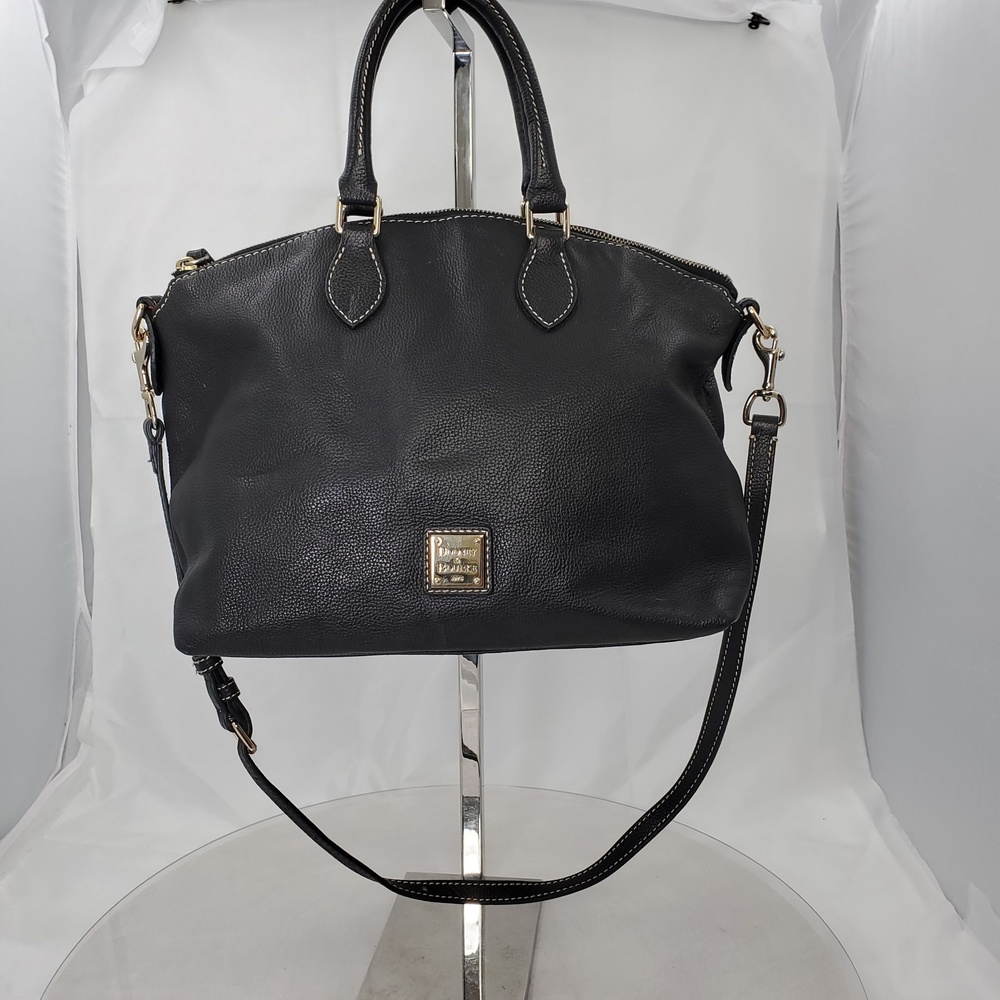 Dooney & Bourke Pebble Grain Geena Black Leather Satchel Crossbody Bag R1327
